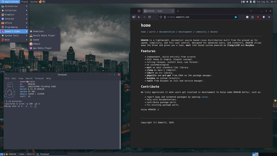 KRAK3N running the MATE desktop environment